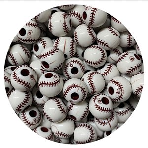 Miçanga Bola de Beisebol Branca - 10 unidades