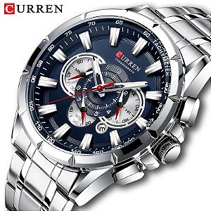 Relógio Curren Masculino Cronógrafo Quartzo Pulseira Em Aço Inox