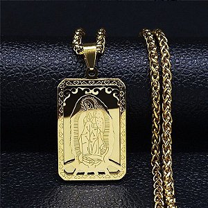 Corrente + Pingente Religioso Banhado a Ouro 18K