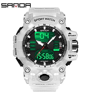 Relógio Masculino Branco Shock Esportivo Digital Smael