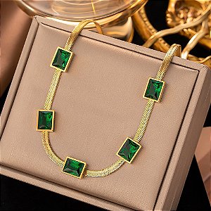 Colar com Pedra Zircônia Folheado a Ouro 18K