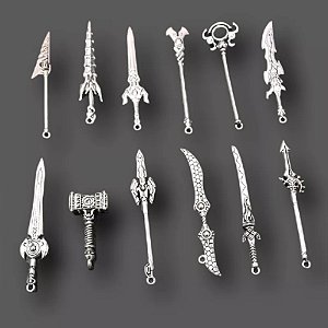Pingente Armas Antigas Medievais Retrô Artesanais  - KIT 12 Peças