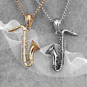Corrente + Pingente Saxofone - Musica