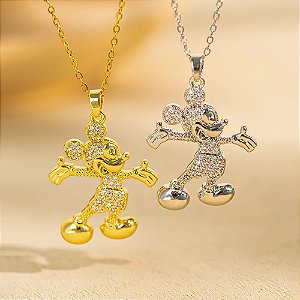 Colar com pingente Zircônia Personagem Desenho Animado