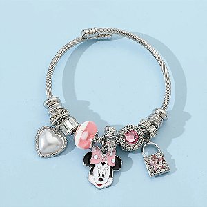 Bracelete Pulseira Berloques Personagem Minnie Terra da Magia