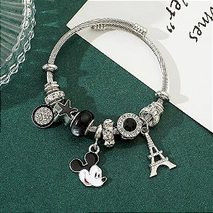 Bracelete Pulseira Berloques Personagem Mickey Terra da Magia