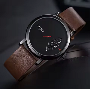 Relógio Masculino Yazole Ultra Fino Design Pulseira Couro
