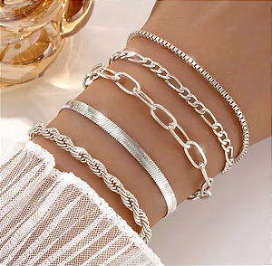 Pulseira Aço Inox KIT - Favorita