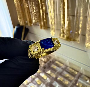 ANEL DE FORMATURA AZUL – FEITO 100% EM MOEDA ANTIGA