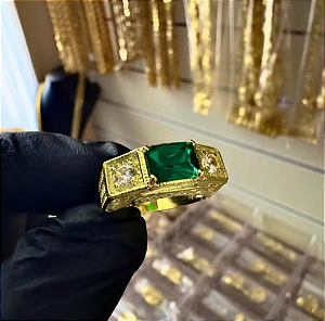 ANEL DE FORMATURA VERDE – FEITO 100% EM MOEDA ANTIGA