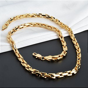 Corrente Masculina Banhada a Ouro Elo Cardano Italiana 70 cm