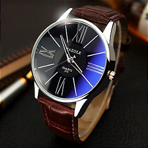 Relógio Masculino Yazole 315 Unique Marrom Azulado