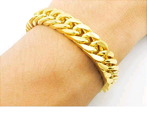 Pulseira Masculina Banhada a Ouro - 9 mm