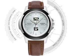 Relógio Masculino Marrom Prateado Yazole 418