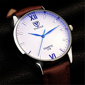 Relógio Masculino Yazole 318 Marrom Branco