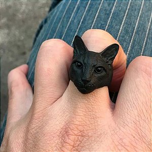 Anel Gato Preto Ajustável Pet