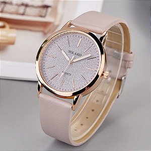 Relógio Feminino Pulseira em Couro PU Movimento Quartzo