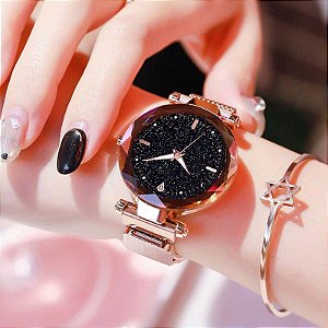 Relógio Feminino Universo Pulseira Magnética Movimento Quartzo
