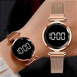 Relógio Feminino Digital Led Pulseira Magnética