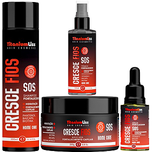 Kit Crescimento Capilar Sos Cresce Fios Titanium Liss Shampoo + Máscara + Tonico + Sérum