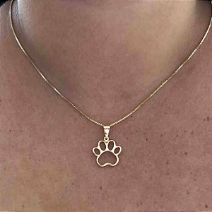 Colar pata pet ouro 18k semijoia