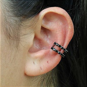 Piercing duplo com zircônia ônix banhado em ródio negro