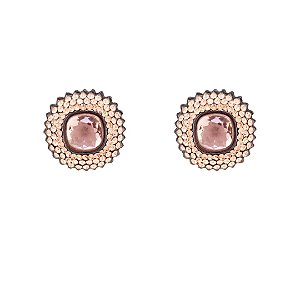 Brinco Oval Strass Austríacos Semijoia em cristal morganita