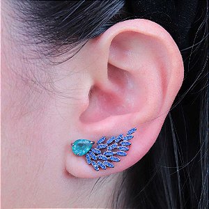 Ear cuff asa cravejada em zircônia semijoia luxuosa