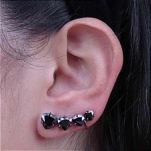 Ear Cuff triangular da moda em zircônia ônix