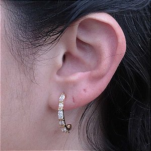 Piercing De Orelha De Ouro 18k Meia argola hélix de Zircônia