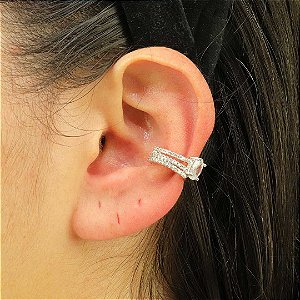 Piercing ajustável com zircônia oval banho ródio