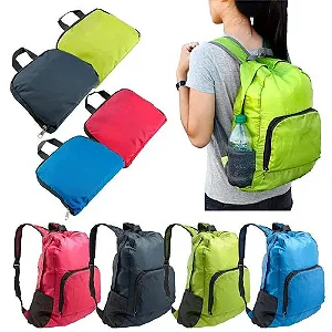Mochila de Nylon Dobrável Impermeável Esportiva Escolar 25L