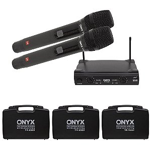 Kit 3 Microfones sem Fio Duplo TK U220 UHF Onyx