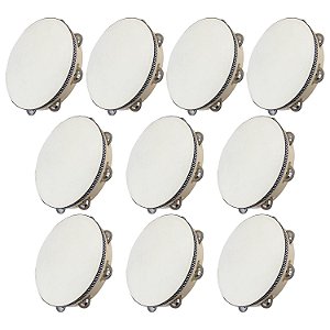 Kit 10 Pandeiros Redondo de Madeira 10" Pele Natural New York