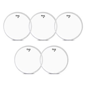 Kit 5 Peles Clear Transparente para Bateria 14" New York