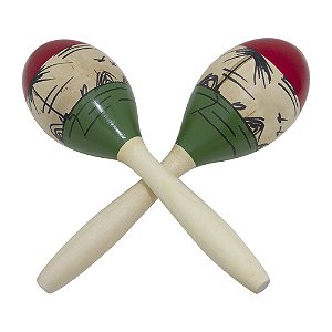 Kit 3 Pares de Maracas Madeira Pintada a Mão 25cm New York