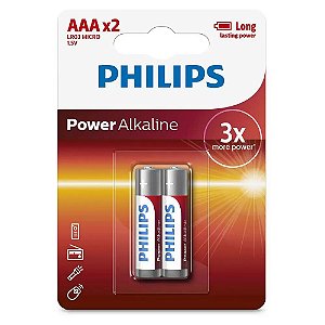 Pilha Philips AAA Alcalina c/2
