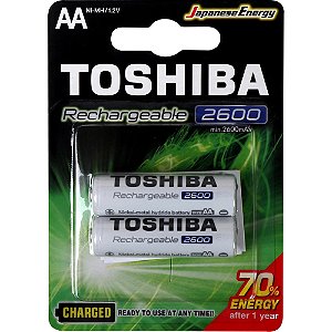 Pilha Toshiba Recarregável AA C/2 2600MAH 1,2V