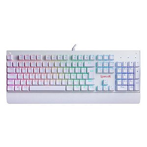 Teclado Mecânico Redragon Kala Lunar White RGB Switch Vermelho
