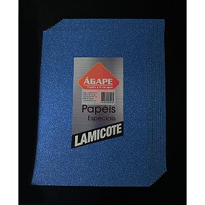 Papel Lamicote Glitter Azul -250g- A4 - com 10 folhas
