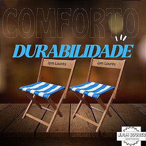 Banqueta Dobrável com Encosto em Madeira