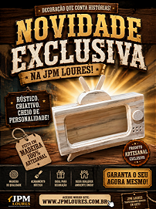 Suporte Celular TV Retrô em Madeira