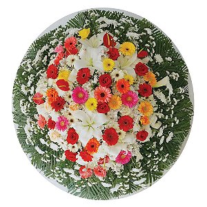 Coroa de Flores Roseira Luxo Colorida - Tam 1,40 de diâmetro (FRETE GRÁTIS)