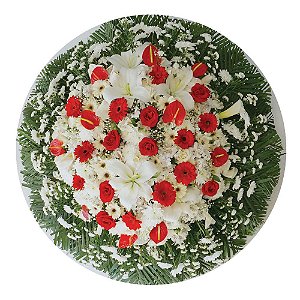Coroa de Flores Roseira Luxo Vermelha - Tam 1,40 de diâmetro (FRETE GRÁTIS)