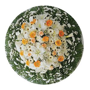 Coroa de Flores Roseira Luxo Chá - Tam 1,40 de diâmetro (FRETE GRÁTIS)