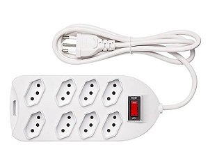 Extensão Elétrica 1,5 metros c/ Protetor Eletrônico com 8 Tomadas EPE 1008+ Branca