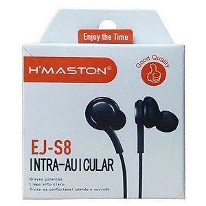 Fone De Ouvido Intra-auricular Hmaston Branco EJ-S8 - Com Microfone Botoes de volume musica chamadas mensagem P2