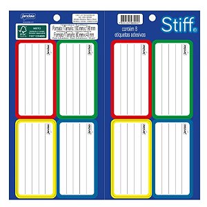 Etiqueta escolar adesiva Jandaia stiff com 8 etiquetas