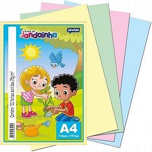 Papel Sulfite Jandaia A4 210mm x 297mm Jandainha 4 Cores 75grs 100Fls