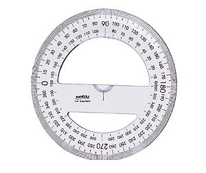 Transferidor Plástico 360 graus chanfrado